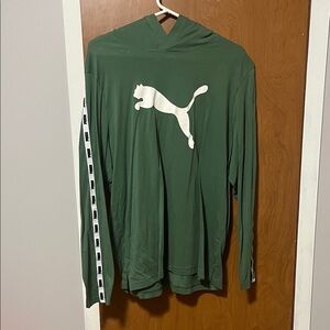 Puma Men's Forest Green Hoodie with White Logo